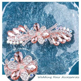 TseenYi Crystal Flower Hair Clip Rhinestone Wedding Hair Clip Hair Clip Sparkling Bridal Decorative Headpiece Gold Flower Crystal Hair Clip Accessories Women and Girls (Champagne Crystal)