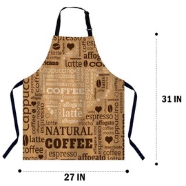 BGBDEIA Cup Typography Words Apron for Women Men, Adjustable Apron Cooking Kitchen Chef Apron for Home Kitchen, Baking Gardening BBQ, Coffee House, Restaurant