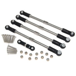 Turnbuckles Links Compatible with Arrma 1/8 6S Kraton Outcast Upgrade & 1/7 Big Rock Rc Car Toe Camber Linkage Steel Part Replace(Black+Silver)