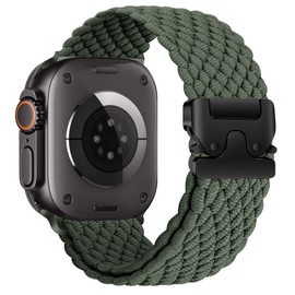 MroTech Braided Bracelet Compatible with Watch Strap 49/46/45/44/42 mm, Elastic Nylon Sport Band Designed for Watch Ultra 2 Series 10 9 8 7 SE 6 5 4 3 2 1 Replacement Strap, Green