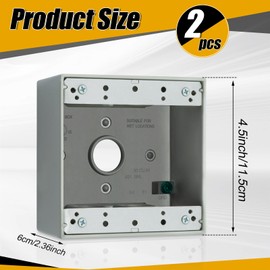 Chapou 2 Pcs 2 Gang Weatherproof Deep Box Aluminum Weatherproof Outlet Box with Five 3/4 in. Threaded Outlets Electric Junction Tools for Outdoor Branch Circuit Wiring, Switch