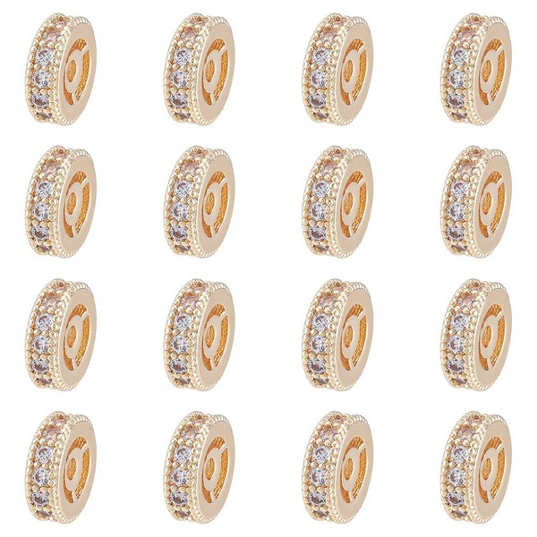 DICOSMETIC Pack of 16 Brass Zirconia Spacer Beads 14 Carat
