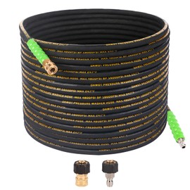 DAWOT 50ft Pressure Washer Hose 3/8", 4800 PSI Heavy Duty Power Washer Hose High Tensile Steel Wire Braided, Kink-Free with 3/8" Quick Connects, Ideal for Car Washing & Ground Cleaning