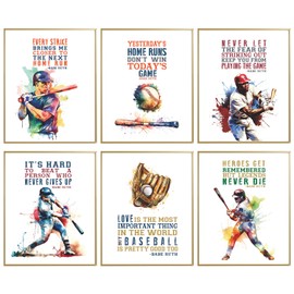Pósteres inspiradores de béisbol, decoración de pared de béisbol, decoración de recámara de habitación de béisbol, decoración de béisbol para habitación de niños, hombres, recámara motivacional de