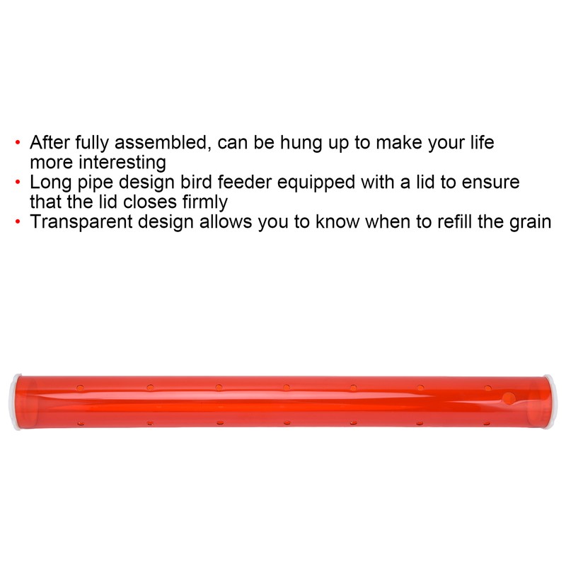 Long Pipe Bird Feeder Red Transparent Outdoor Bird Feeder Tube