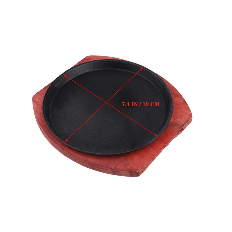 DOITOOL Nonstick Sizzling Steak Plate with Wooden Base Cast Iron