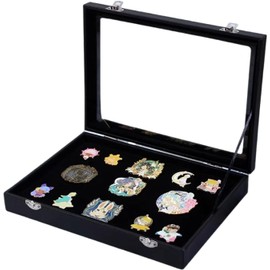 Koundeneko Can Badge Storage Case, Pin Badge Display Case with Transparent Window, Showcase Storage, Desktop Organization, Collection Box, Dustproof, Scratch-Resistant, Jewelry, Trinket Storage