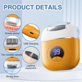 Funnaura Electric Hard Skin Remover for Feet, Foot File Grinder with 6 Replacement Rollers (Yellow)