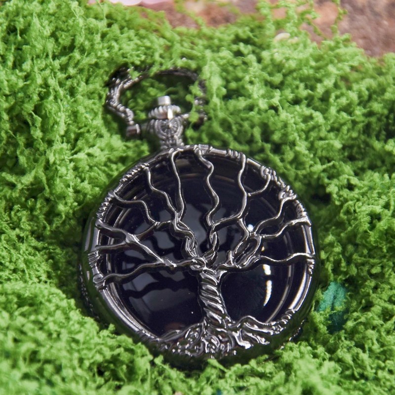TOWDREU Scrying Mirror,Obsidian Mirror Tree of Life Design Witchcraft Kit