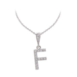 Paialco Initial Letter F Pendant Necklace for Women, White Gold Plated