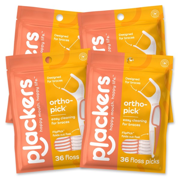 Plackers Plackers Orthopick Floss Picks, Unflavored, Designed for Braces, Fold-Out