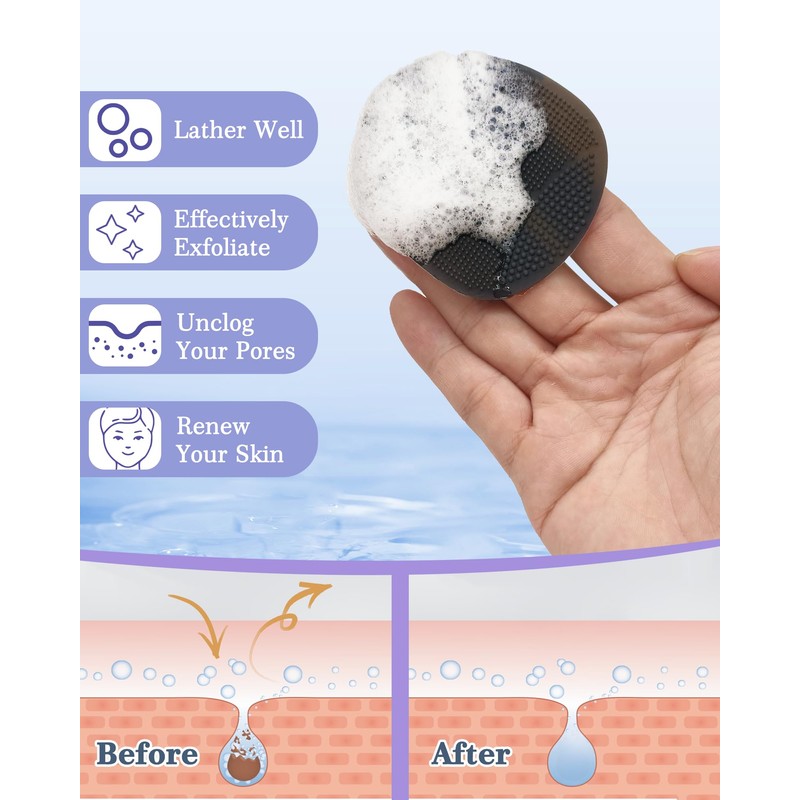 Manmihealth Silicone Back Scrubber (Thick Bristles) & Bath Glove &