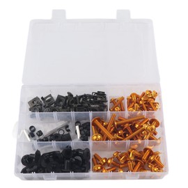 Pack of 198 Motorcycle Fairing Screws Kit, Universal Bolts Fairing Bolt Kit, Body Bolts, Nut M6 M5 for Off-Road Vehicle, Motorbike, Sports Bike (Golden)