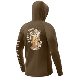 Palmyth Fishing Shirts for Men Long Sleeve UPF 50+ Sun Protection Fishing Hoodie with UV Vented Neck Gaiter Coffee Raise TheRed M