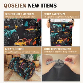 Laundry Hamper,Abstract Monster Truck Laundry Basket,Waterproof Oxford Cloth Storage Basket with Handle for Clothes Books Nursery Home Storage Sundries 16"x20"