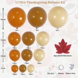 BlissBash BlissBash 117PCS Fall Balloon Arch Garland Kit - Burnt Orange, Brown, Nude Balloons with Faux Leaves, for Thanksgiving Balloons, Baby Shower, Little Pumpkin Baby Shower Decorations, Autumn Birthday