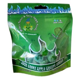 SOUR GREEN APPLE GUSHER BURSTS GUMMY SOUR CANDY SNACK BONBON - Weight & Packs: 2 4oz Packs (8oz)