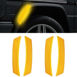 4PCS Car Wheel Eyebrow Reflective Stickers, Reflector Guard Trim Side Marker Stickers for Bumper Fenders, Outdoor Safety Warning Reflective Strips for SUV Pickup Truck Wheel Well Arch (Yellow-4Pcs)