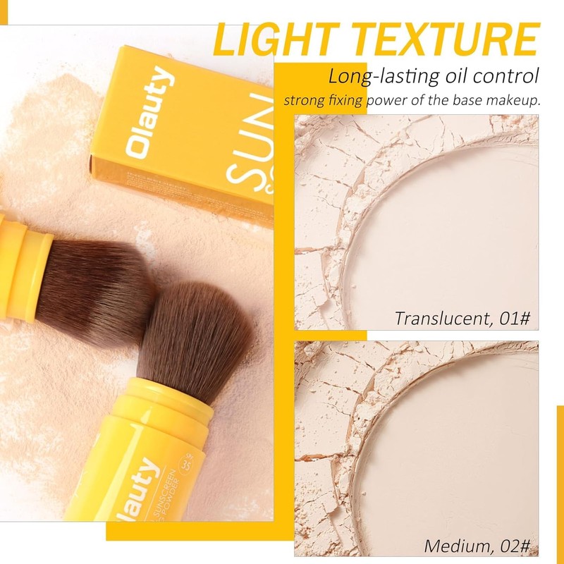 Mineral Sunscreen Setting Powder, SPF 35 Brush Sunscreen Powder for