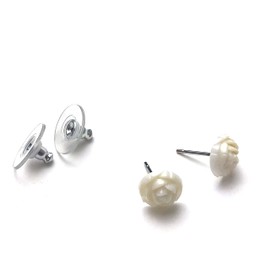Ivory Rose Studs | vintage lucite carved flower stud earrings