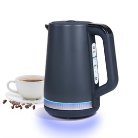Seydere Electric Kettle, 1.7L Stainless Steel Inner Bottle, 1200W Fast Heat, LED Temperature Display, Touch Operation, Auto Shutoff, Dark Grey Matte