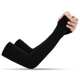 4 Pairs Sun Protection Cooling Arm Sleeves Cooling Sun Protection Compression Arm Sleeve with Thumb Hole Sports Sleeve for Men Women for Cycling Driving Golf Hiking(Black,White)