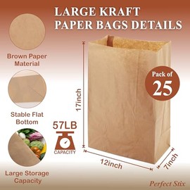Perfect Stix 57 Lb Kraft Brown Paper Bags- Pack of 25ct