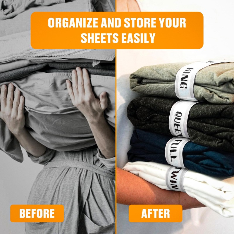Bed Sheet Organizer Bands for Linen Closet, Sheet Keepers and