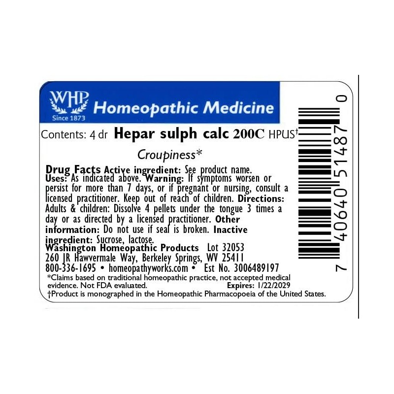 Hepar sulphuris calcareum 200C
