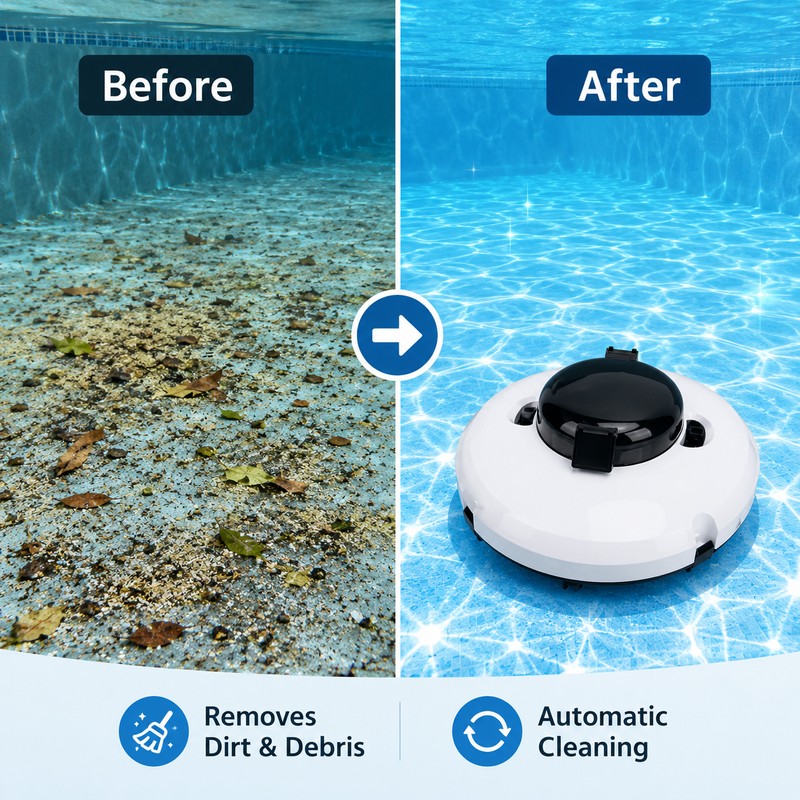 Cordless Robotic Pool Vacuum for Automatic Cleaning – Dual-Motor Smart