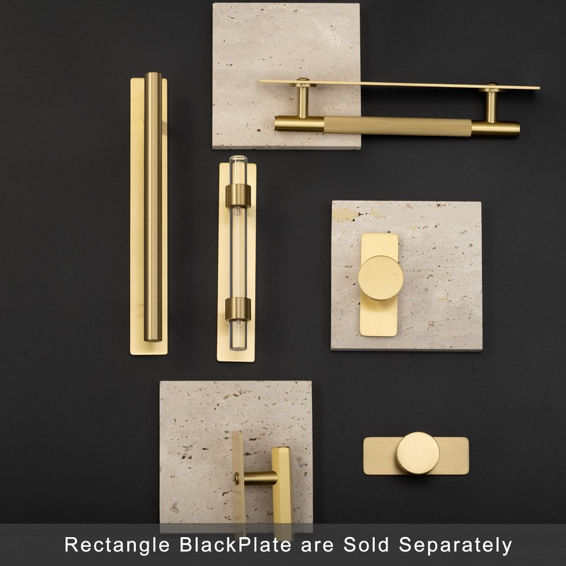 QOGRISUN 5-Pack Solid Brass Cabinet Pulls Back Plates, Rectangle Cabinet