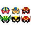 12 Superhero Printed Card Masks for Kids Parties