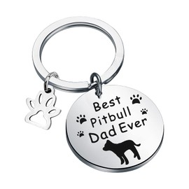 BNQL Pitbull Dog Dad Gifts Best Pitbull Dad Ever Keychain Pitbull Lover Gifts Pitbull Owner Gifts Funny Pitbull Gifts (SILVER)