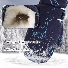 Peecabe Baby Boys Girls Winter Gloves Warm Fleece Toddler Mittens for Kids Unisex Waterproof Snowboard 1-5 Years (Navy, 1-2 Years)
