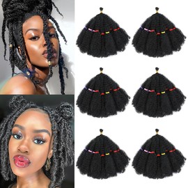 Springy Afro Kinky Curly Twist Crochet Hair Pre-Separated for Cuban Twist Hair Marley Braiding Hair Faux Locs Crochet Synthetic Hair Extensions for Women Girls (1B#, 10 inch-6)