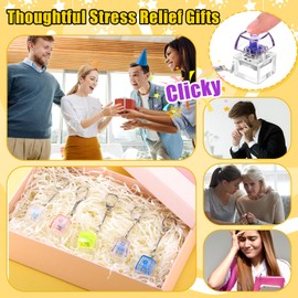 Nosiny 24 Pcs Keyboard Fidget Toys Keyboard Fidget Keychains for Adults Teens Finger Keyboard Keychains Stress Relief Keycap Fidget for Boys Girls Students Decompression Gifts, Translucent Colors