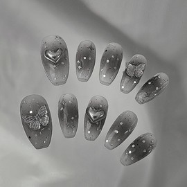 [M;H #] Silver Mood Handmade Nail Tips - Required to enter Owen Lake in delivery message / [M;H #] 실버 무드 수제네일팁 - 배송메세지에 필수로 오왼 호수 입력