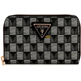 GUESS G Wave SLG Medium Zip Around Wallet Black Logo, Black logo.