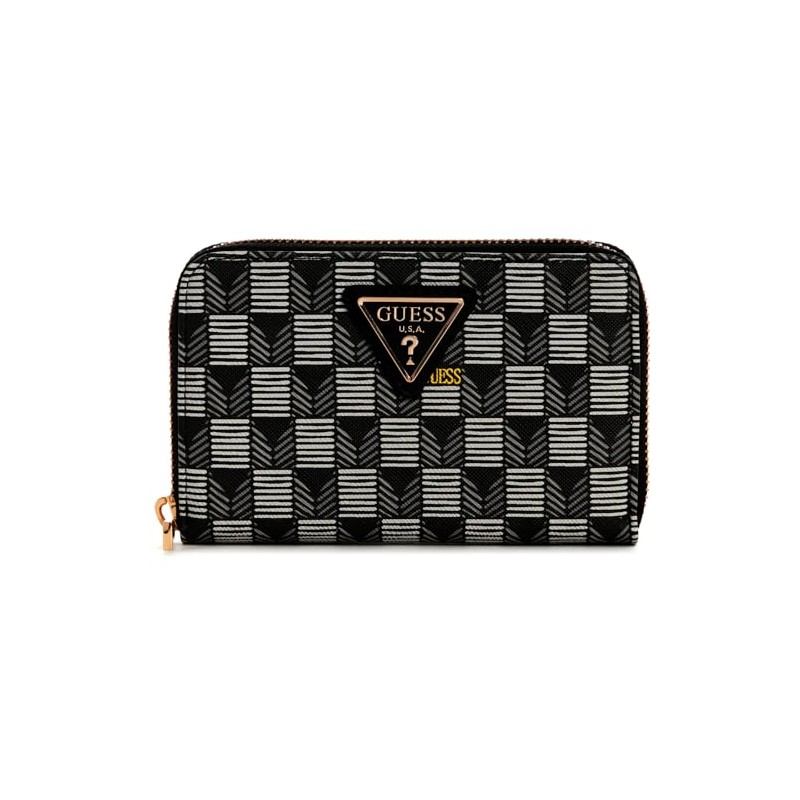 GUESS G Wave SLG Medium Zip Around Wallet Black Logo,