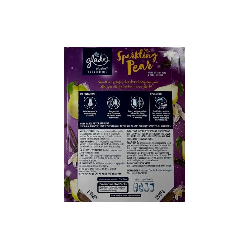 Glade Plugins Sparkling Pear Scented Oils, 2 Warmers + 6