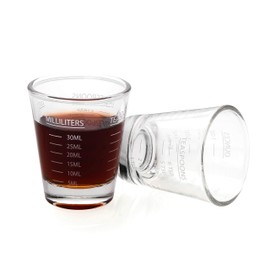 Shot Glasses Measuring cup Espresso Shot Glass Liquid Heavy Glass Wine Glass 2 Pack 26-Incremental Measurement 1oz, 6 Tsp, 2 Tbs, 30ml By BCnmviku (2pack-White)
