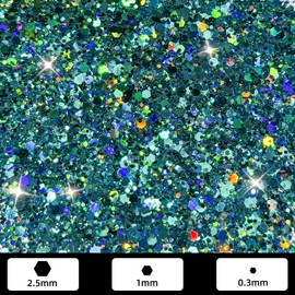 GlimmerLife Chunky Glitter 150G/5.29OZ Glitter, Holographic Chunky Glitter, Iridescent Sequin Flake Resin Glitter for DIY Crafts, Nail, Body, Face, Christmas Decorations