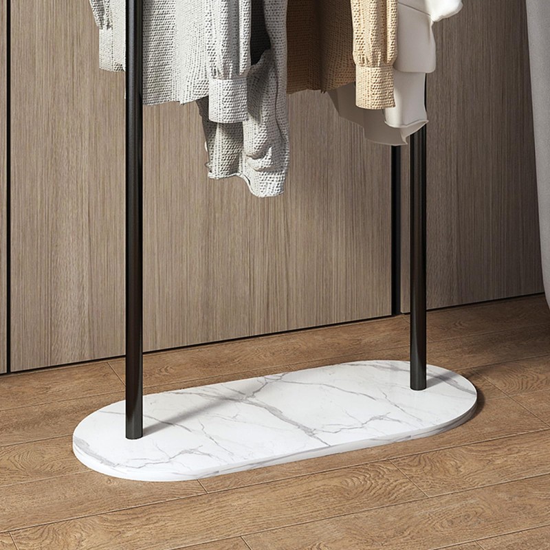 BUZUEY Freestanding Clothing Rack with Marble Base,Modern Black Arch Garment