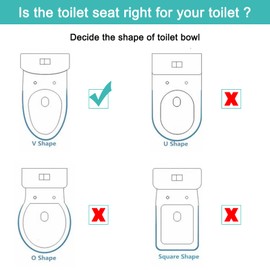 White Toilet Seat - One-click Quick-Detach Design, Slow Close Toilet Lid and Seat Fits Elongated V-shape Toilet Bowl Replacement Repair Compatible with KOHLER TOTO American Standard Toilet
