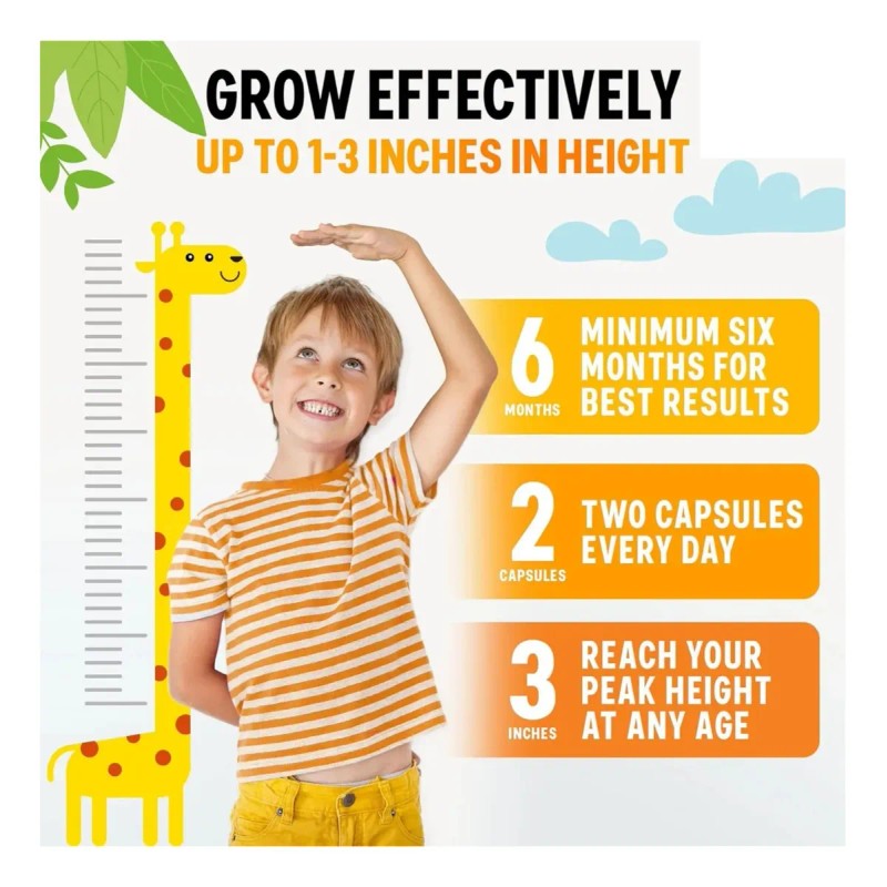 Height Growth Suplemento Para El Crecimiento 60 Capsulas Sin Sabor