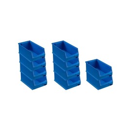 PROREGAL Economy Set 10 x Blue Storage Boxes 4.0 H x W x D 15 x 20 x 35 cm 7.2 Litres Storage Container Storage Box Assortment