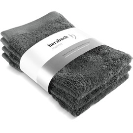 herzbach home Guest Towels Set of 3 30 x 50 cm (Anthracite) - High Quality, Soft & Absorbent Guest Towels in Premium Quality - 100% Natural Cotton