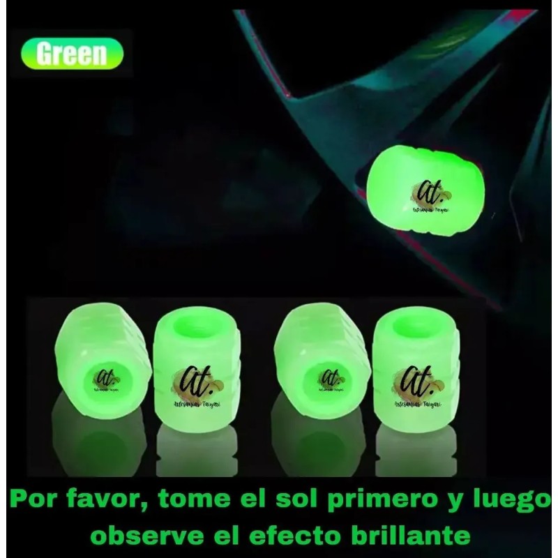 Tapon Luminoso Para Valvula De Llanta Fluorescente 8pz