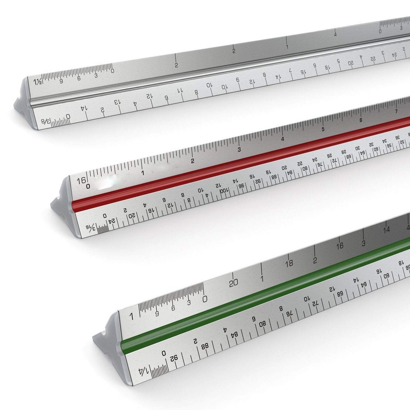 Architectural Scale Ruler, 12" Aluminum Architect Scale, Triangular Scale, Scale