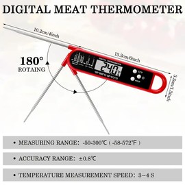 Termómetro digital para carne para asar y cocinar, termómetros de lectura instantánea ultrarrápida impermeable con retroiluminación y calibración para